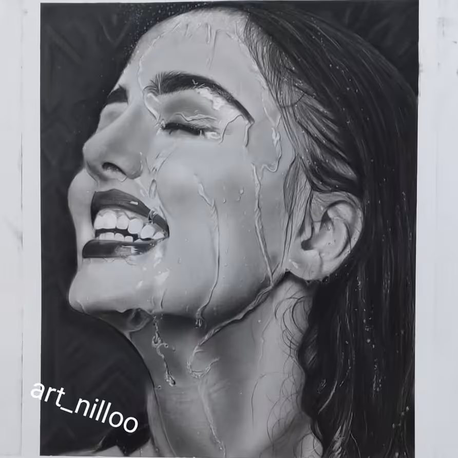 نقاشی چهره سیاه قلم