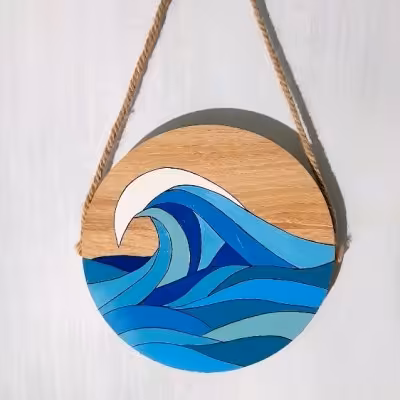 دیوار کوب چوبی طرح دریا