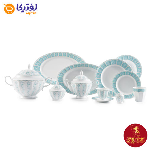 سرویس آرتمیس فیروزه ای 12 نفره چینی زرین نئوکلاسیک 103 پارچه