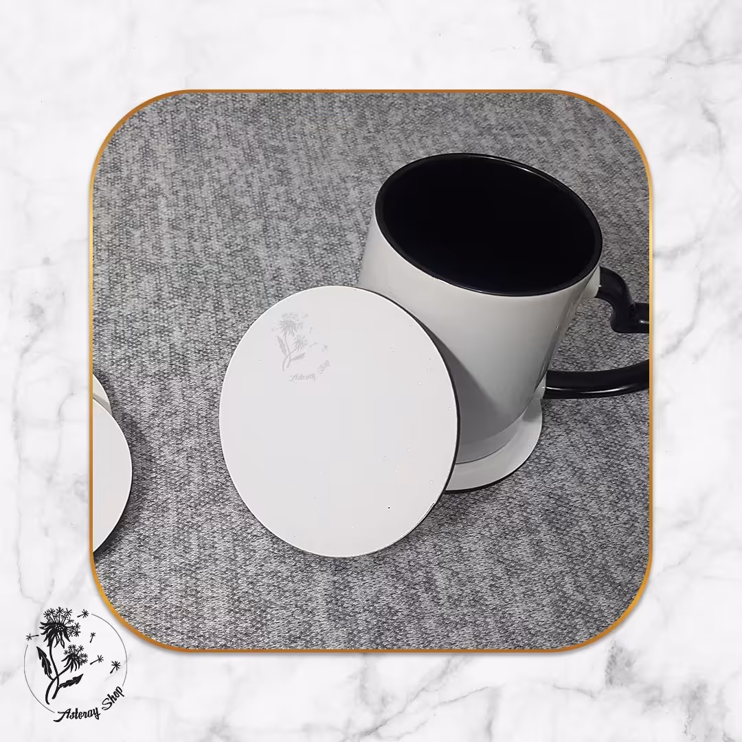 پک 2 عددی زیر لیوانی گرد ام دی اف با چاپ عکس و طرح دلخواه شما