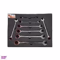 آچار یکسر تخت و یکسر رینگی جغجغه ای سامکو مدل YP-AT-8-19MM مجموعه 8 عددی