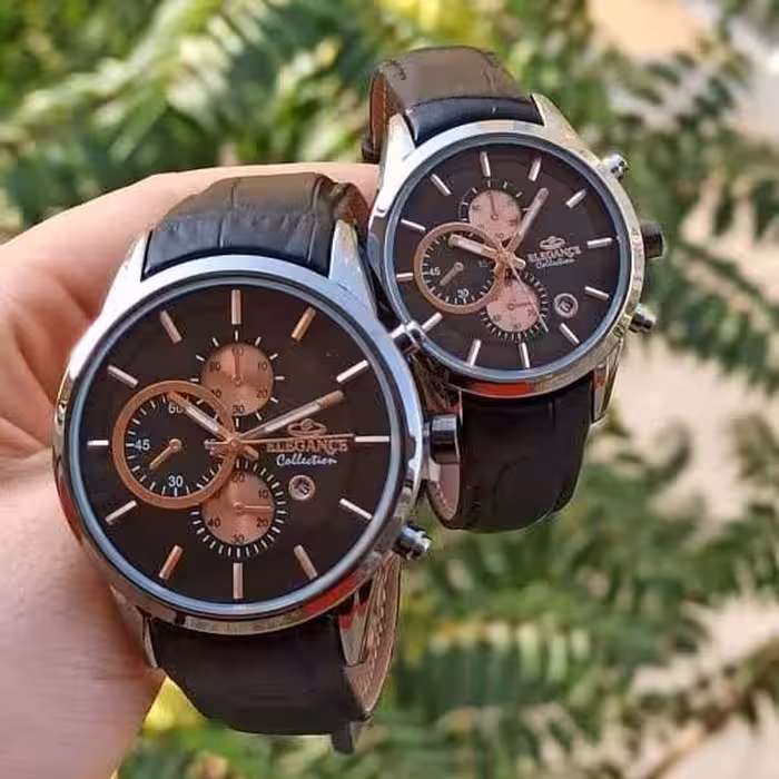 ساعت ست الگانس زنانه و مردانه ضد آب یک سال گارانتی موتور ژاپن 