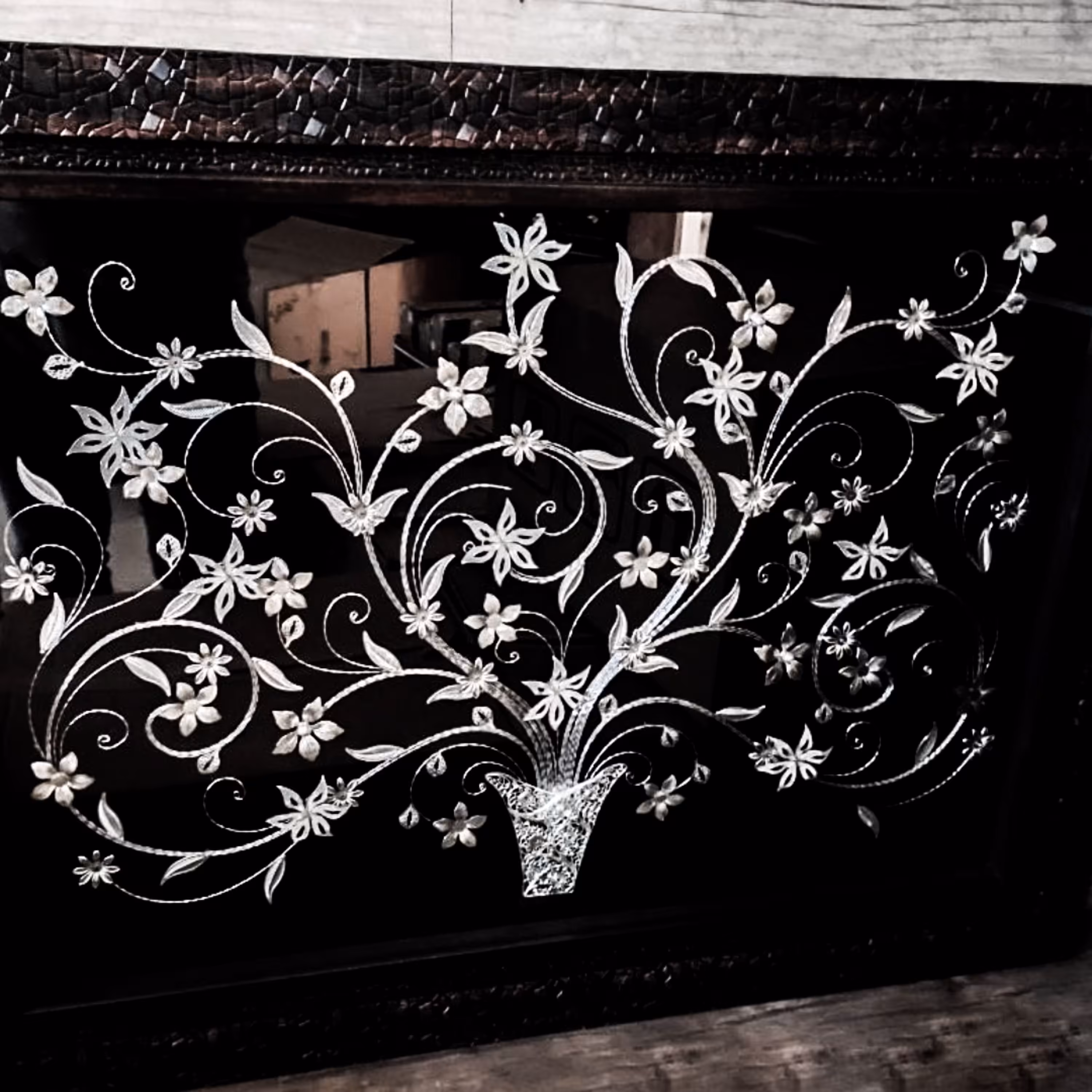 تابلو گل نقره کار دست