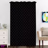 پرده مخمل رنس مدل C3-50090 ارتفاع 290 سانتی متر رنگ مشکی