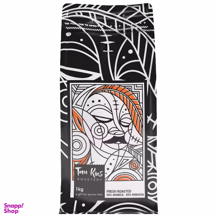 دانه قهوه میکس 50% عربیکا تام کینز وزن 1 کیلوگرم