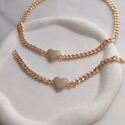 ست دستبند و گردنی ژوپینگ مدل قلب