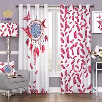 پرده اتاق خواب دو قواره پانچ فانتزی طرح تزئینی با پر کد S6695