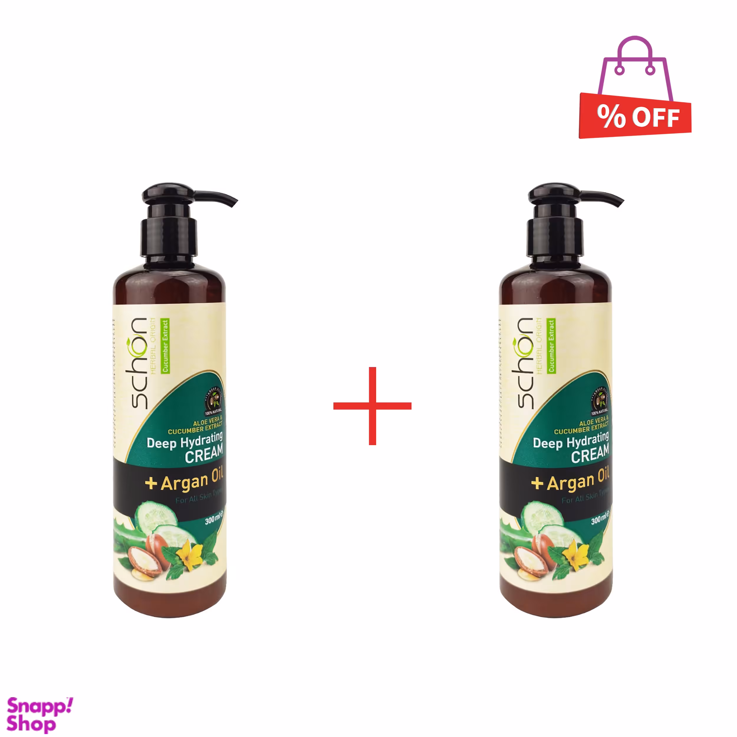 کرم پمپی مرطوب کننده شون (Schon) مدل آلویه ورا و خیار حجم 300 میلی لیتر مجموعه 2 عددی