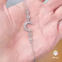 دستبند نقره میکرو طرح ماه با عیار 925 و آبکاری طلاسفید همراه با فاکتور