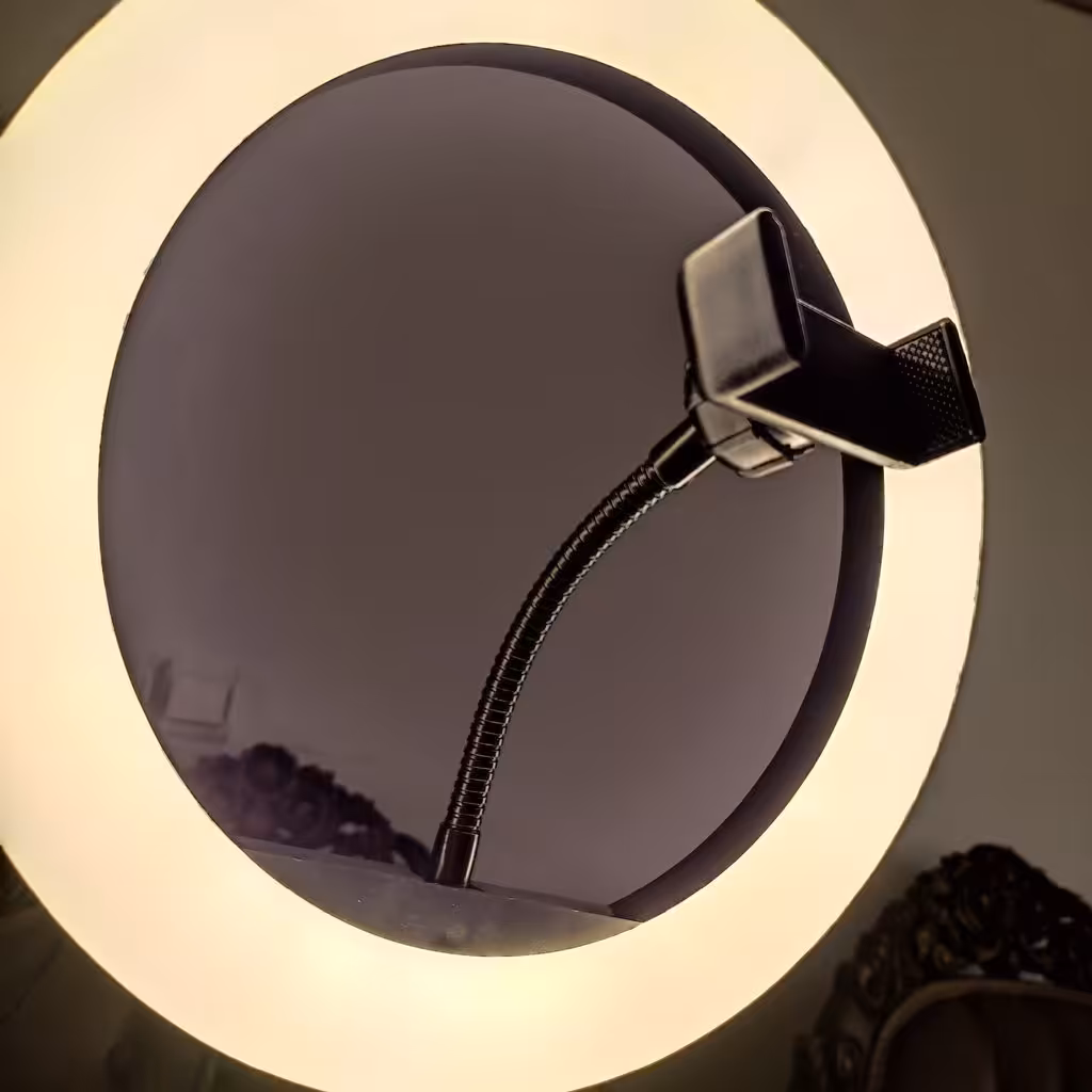 رینگ لایت dx 260 سایز  10 اینچ کیفیت اصلی با سه پایه قابل تنظیم 2متری دارای سه نور آفتابی و مهتابی و ترکیبی  