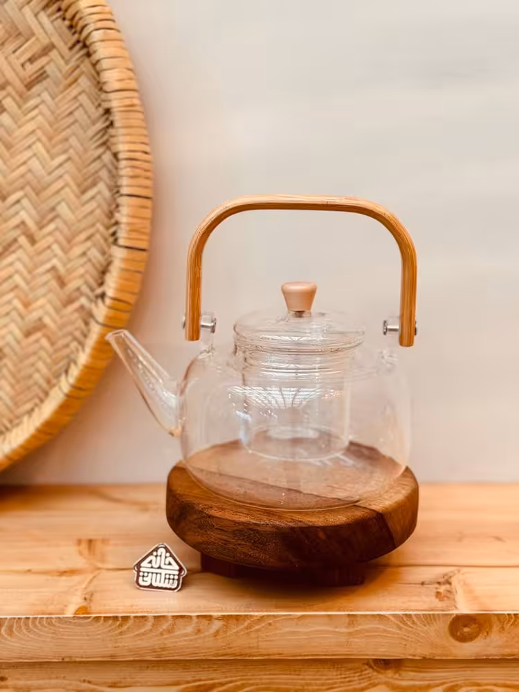 قوری دمنوش پیرکس دسته بامبو کد001503