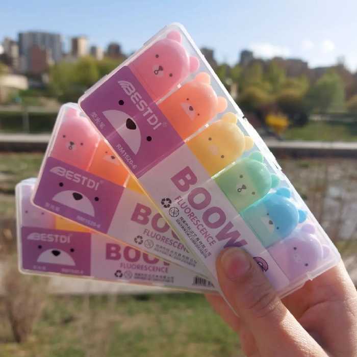  پک 6 عددی هایلایتر تدی دارای شش رنگ متنوع و کاربردی مارک Bestdi