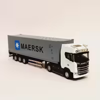 ماکت کشنده اسکانیا کانتینر دار مقیاس یک پنجاه رنگ سفید طول 31 سانتی متر طرح 1