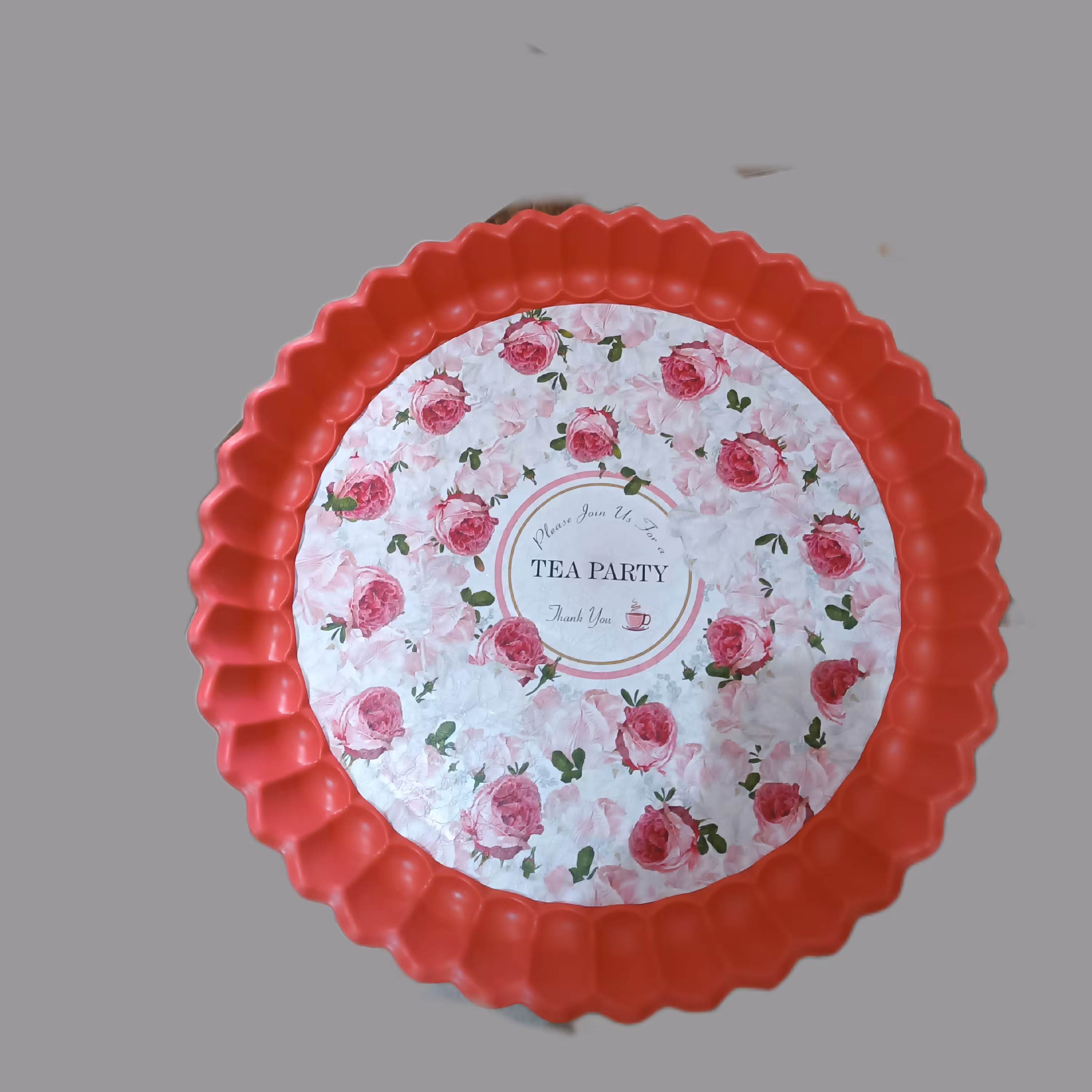 سینی پلاستیکی دایره ای دالبری،رنگ صورتی،قطر45،اندازه بزرگ