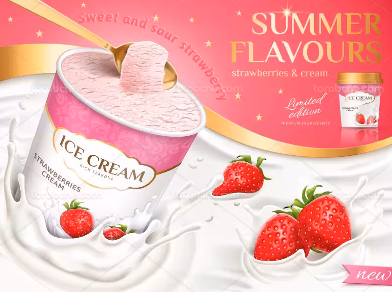 وکتور بنر تبلیغات بستنی | گرافیک با طعم تربچه