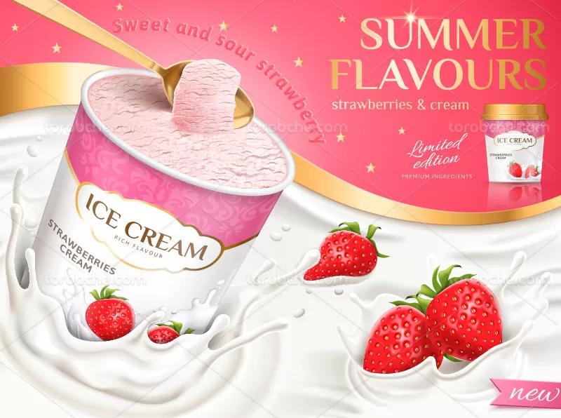 وکتور بنر تبلیغات بستنی | گرافیک با طعم تربچه