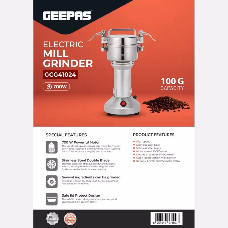 آسیاب نیمه صنعتی جیپاس مدل GCG 41024 ظرفیت 100 گرم