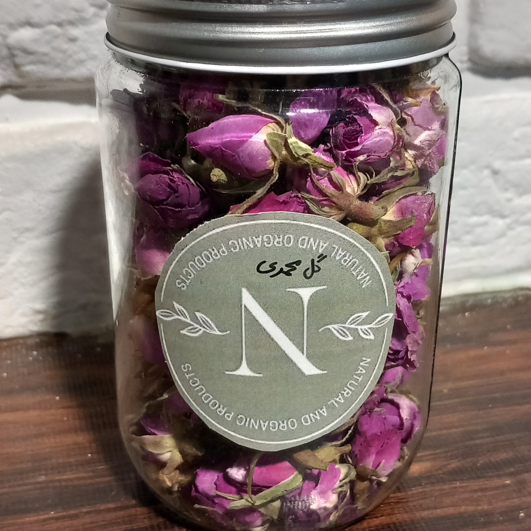 گل محمدی  50 گرمی با ظرف شیشه ای