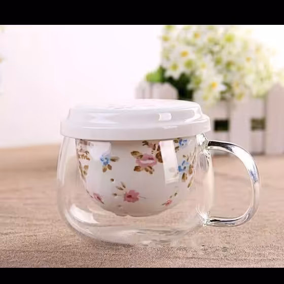 لیوان دمنوش گلدار یک عددی