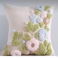 کاور کوسن پانچدوزی طرح گل و برگ 1 عدد