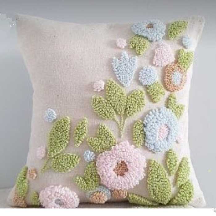 کاور کوسن پانچدوزی طرح گل و برگ 1 عدد