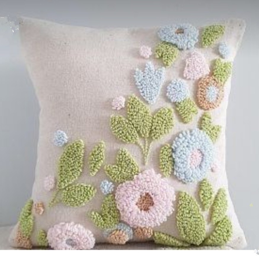 کاور کوسن پانچدوزی طرح گل و برگ 1 عدد