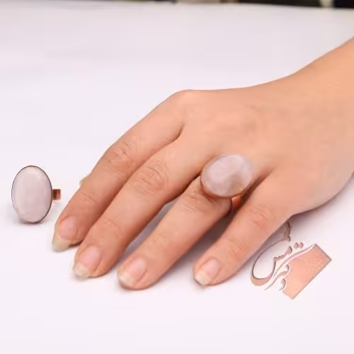 انگشتر مسی با سنگ معدنی کوارتز