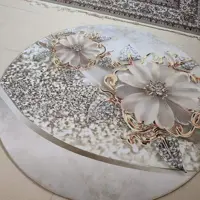 فرشینه دایره رنگ طلایی پشت استپ دار رویه مخمل درجه یک 