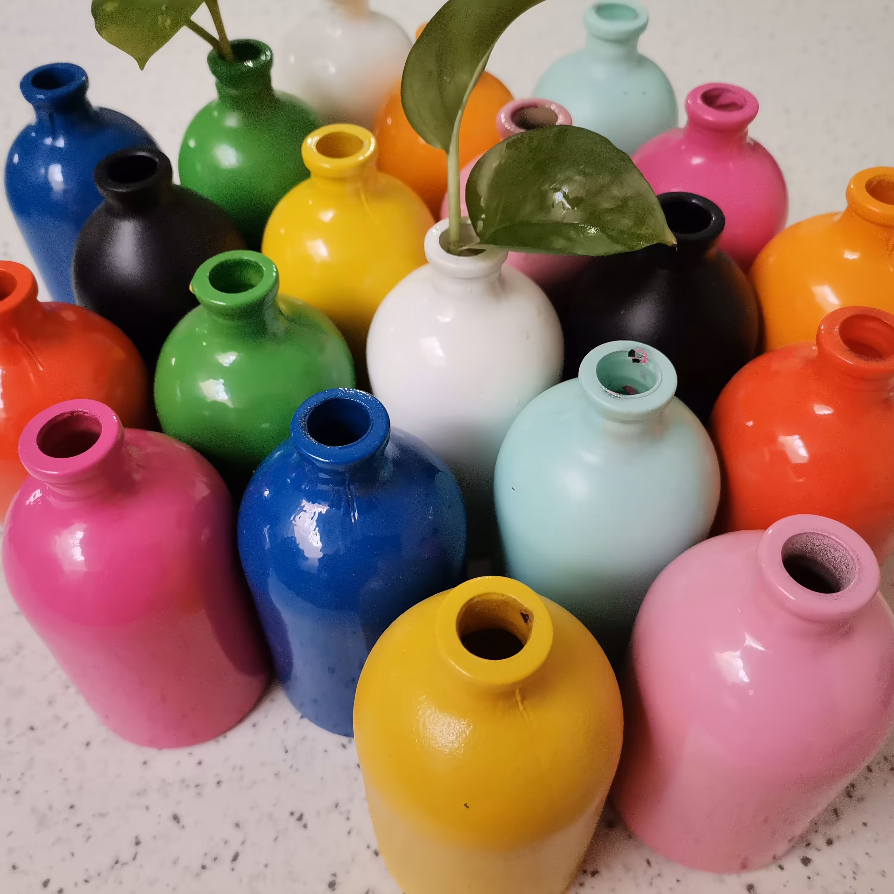 گلدان شیشه ای رنگ مات