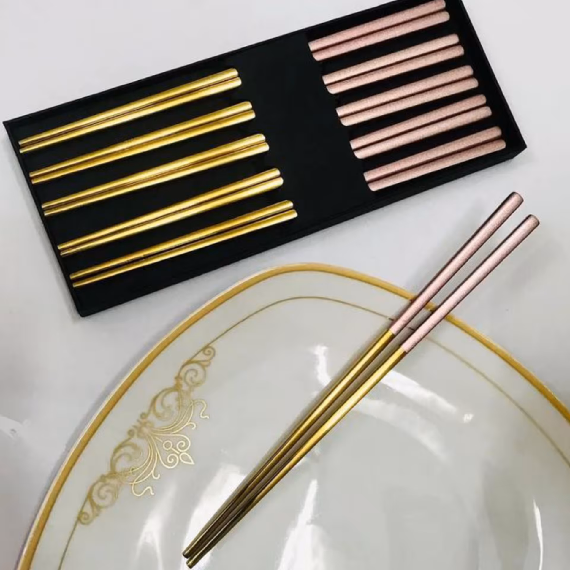 چاپستیک استیل صورتی