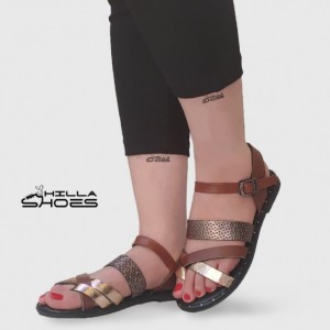 صندل زنانه ضربدری انگشتی قهوه ای