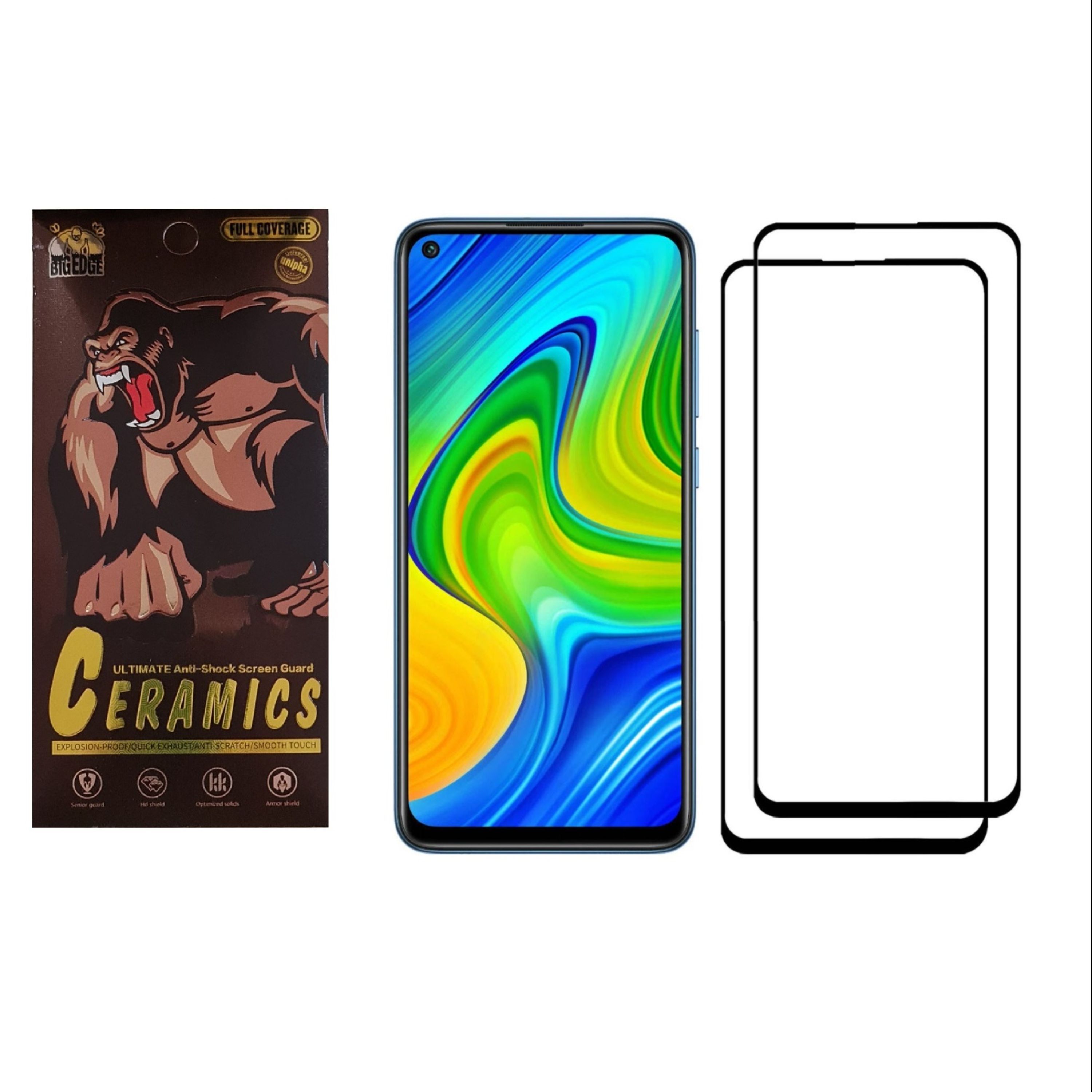 محافظ صفحه نمایش سرامیکی بیگ اج مدل Note9 مناسب گوشی شیائومی Note 9 مجموعه 2عددی