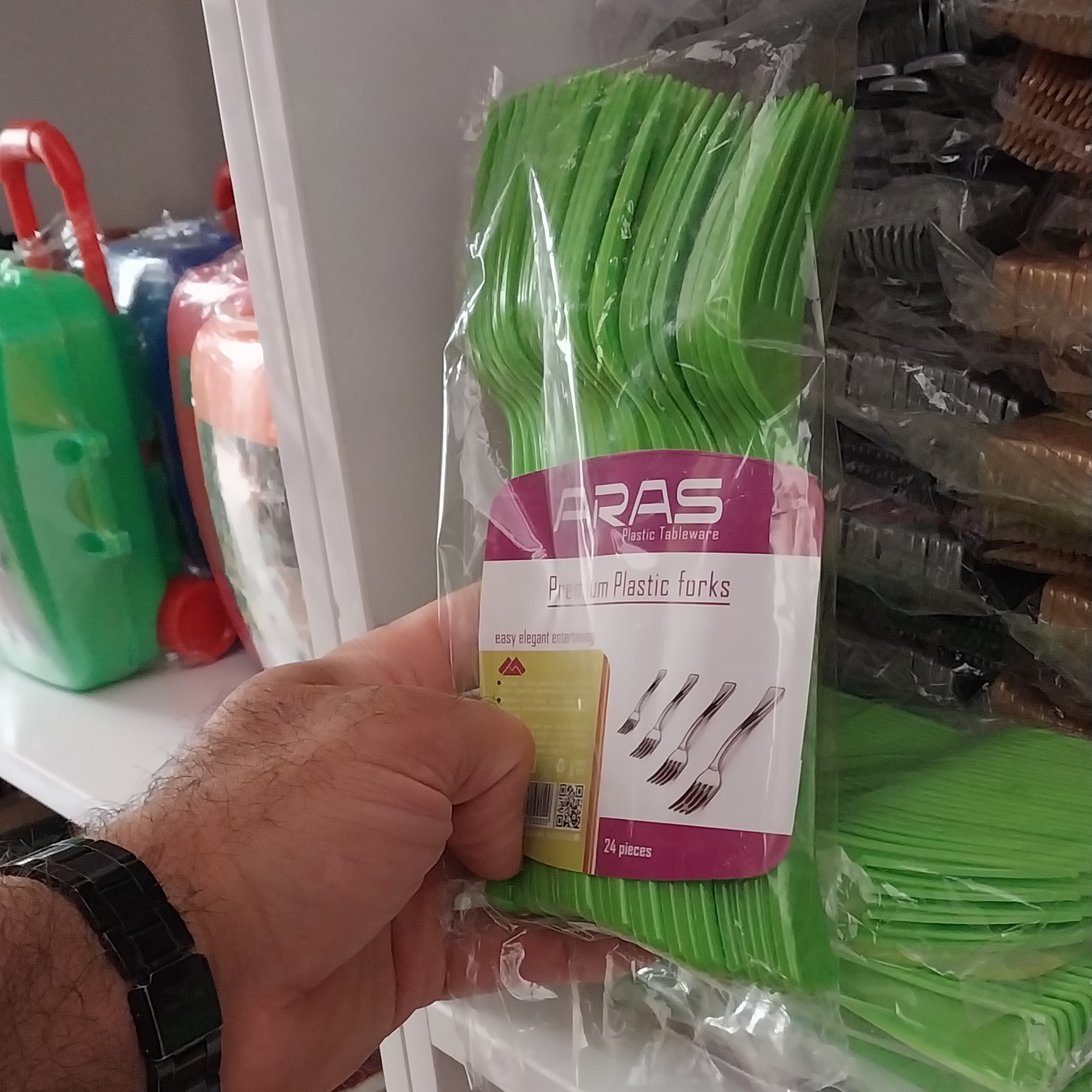 چنگال 24 عددی رنگ سبز