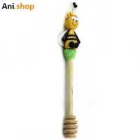 قاشق عسل جنس چوبی کارشده با خمیرپلیمری طرح زنبور عسل