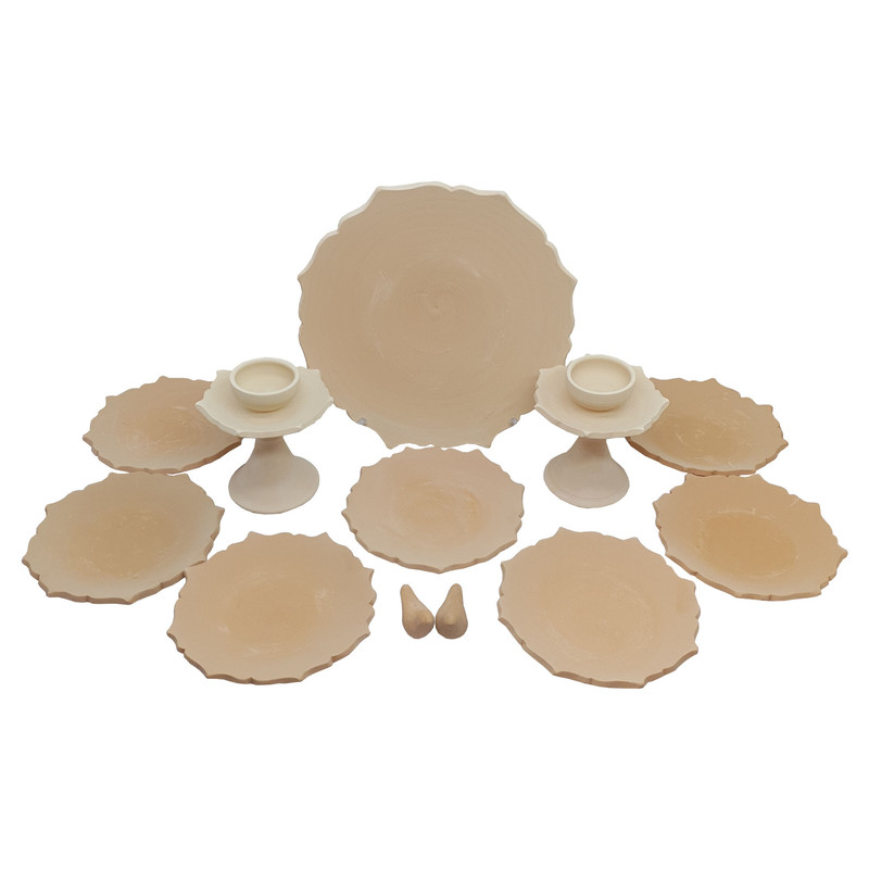 ست 12 تکه هفت سین سفالی خام مدل کمانی کد H1009 ( پس کرایه )