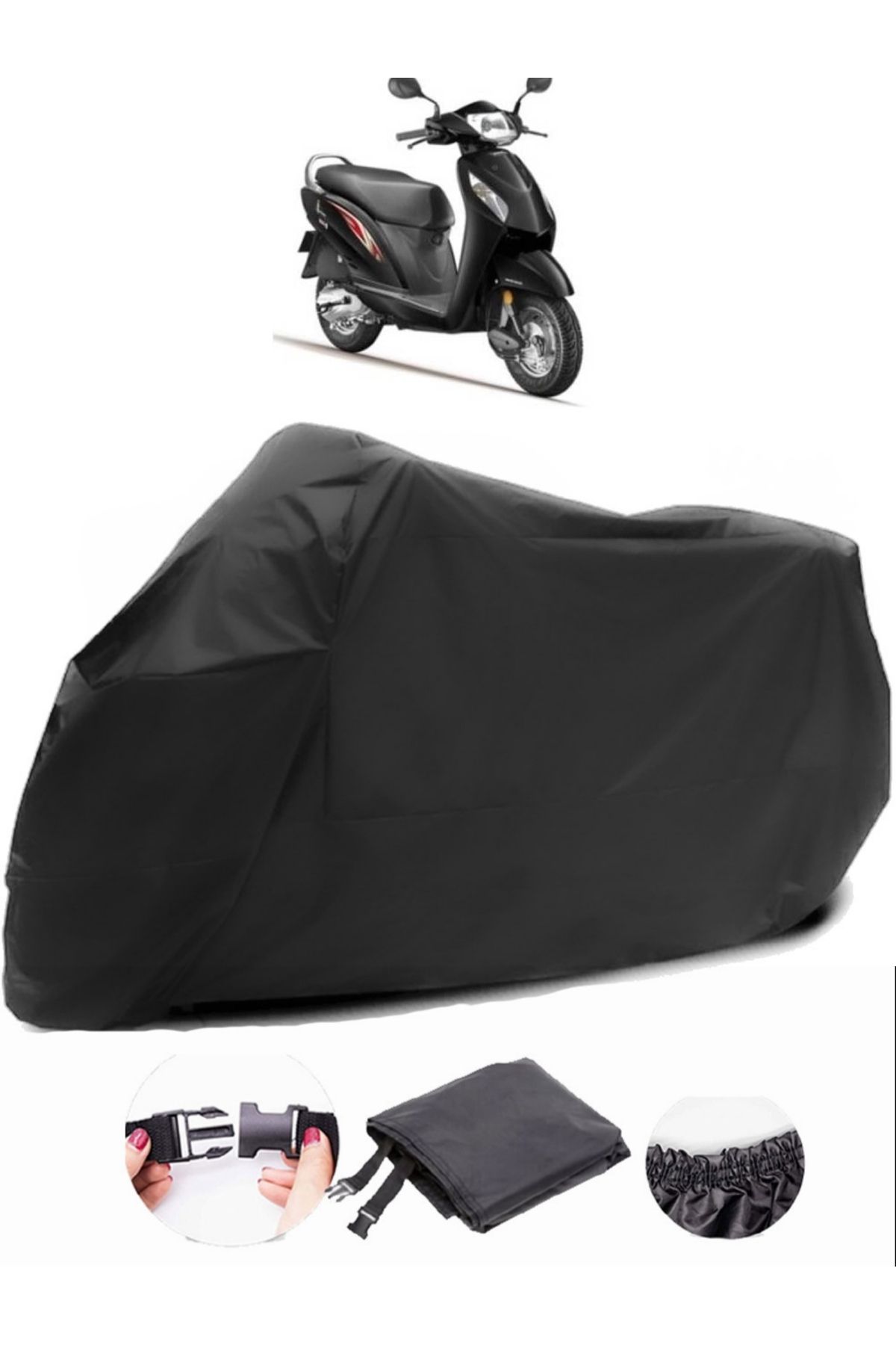 چادر موتورسیکلت مشکی AUTOEN HONDA ACTVA 110 برزنت موتور سیکلت سازگار سیاه Autoex