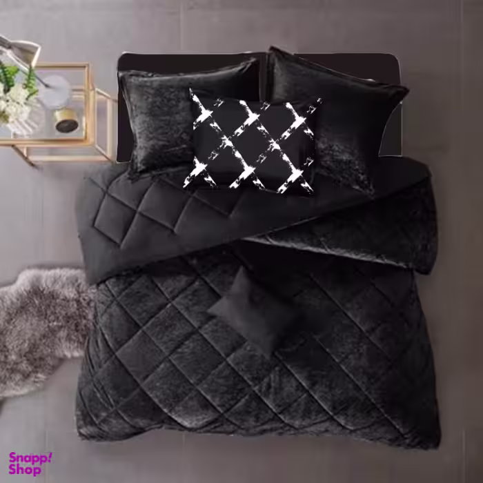 روتختی مینیمال تک نفره مخمل طرح لوزی 5 تکه کد 120