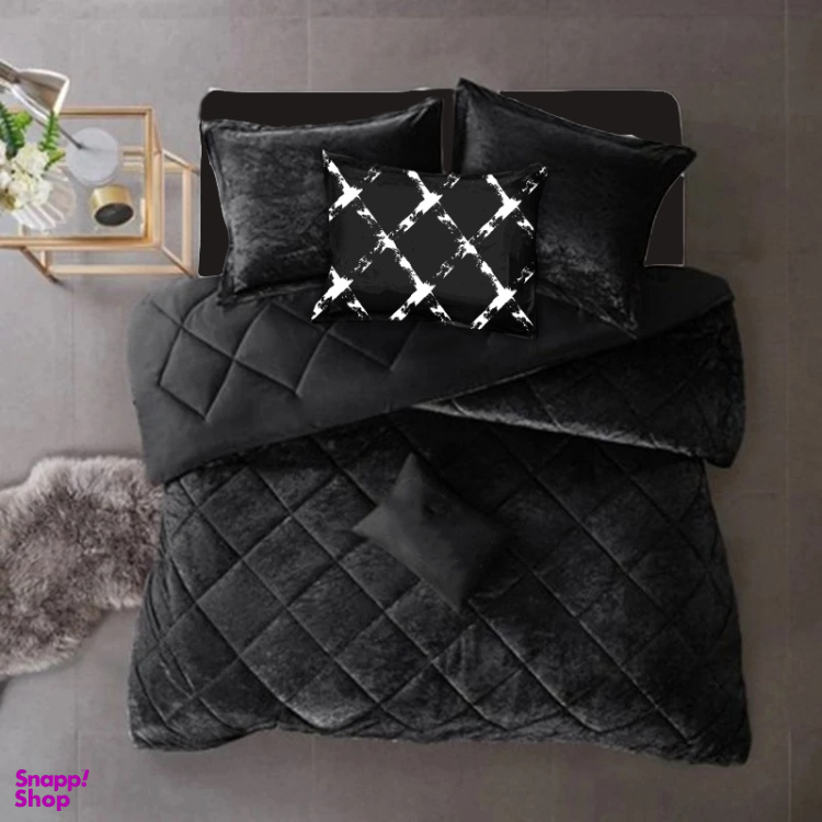 روتختی مینیمال تک نفره مخمل طرح لوزی 5 تکه کد 120