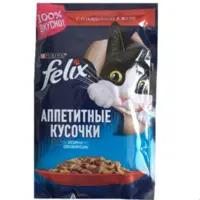 پوچ گربه فلیکس مدل گوشت گاو در ژله وزن 85 گرم