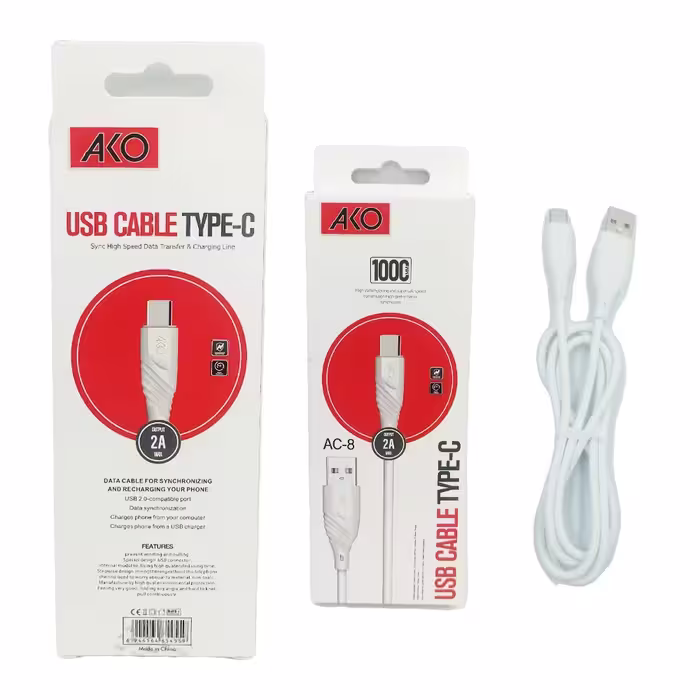 کابل شارژ تایپ سی Type-C آکو (AKO) مدل AC-8 فست شارژ