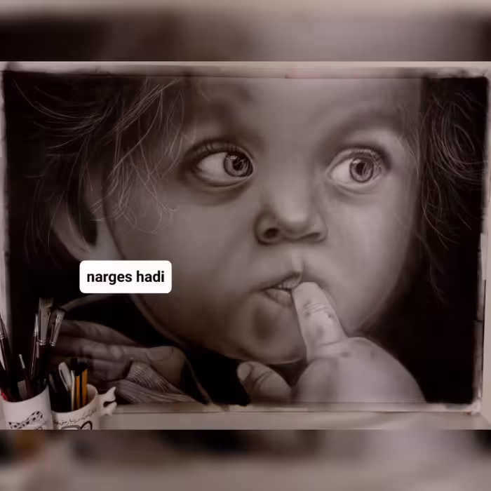  سیاه قلم تابلو بچه( سفارش چهره به سبک هایپر رئال)