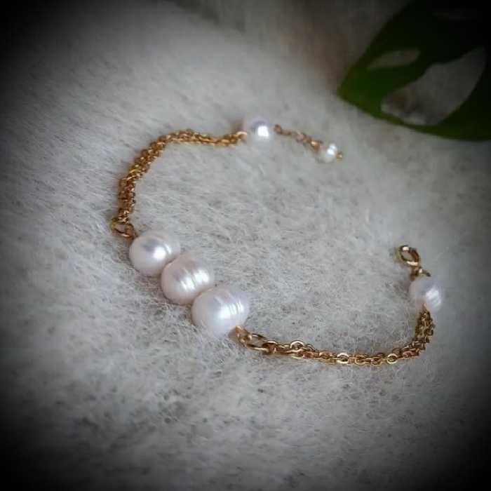 دستبند مروارید طبیعی پرورشی -ارسال رایگان مهرک