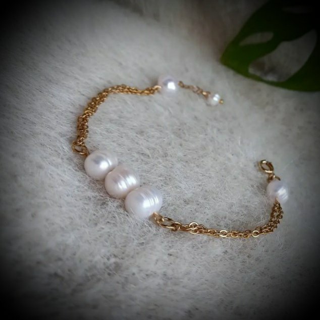 دستبند مروارید طبیعی پرورشی -ارسال رایگان مهرک