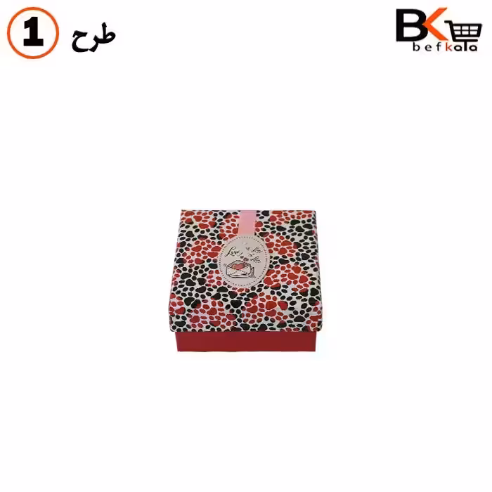 باکس کادویی جواهراتی مربعی طرحدار سایز کوچک کد 100  طرح یک 