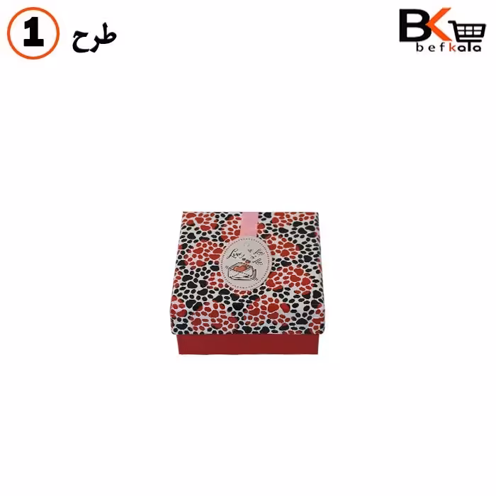 باکس کادویی جواهراتی مربعی طرحدار سایز کوچک کد 100  طرح یک 