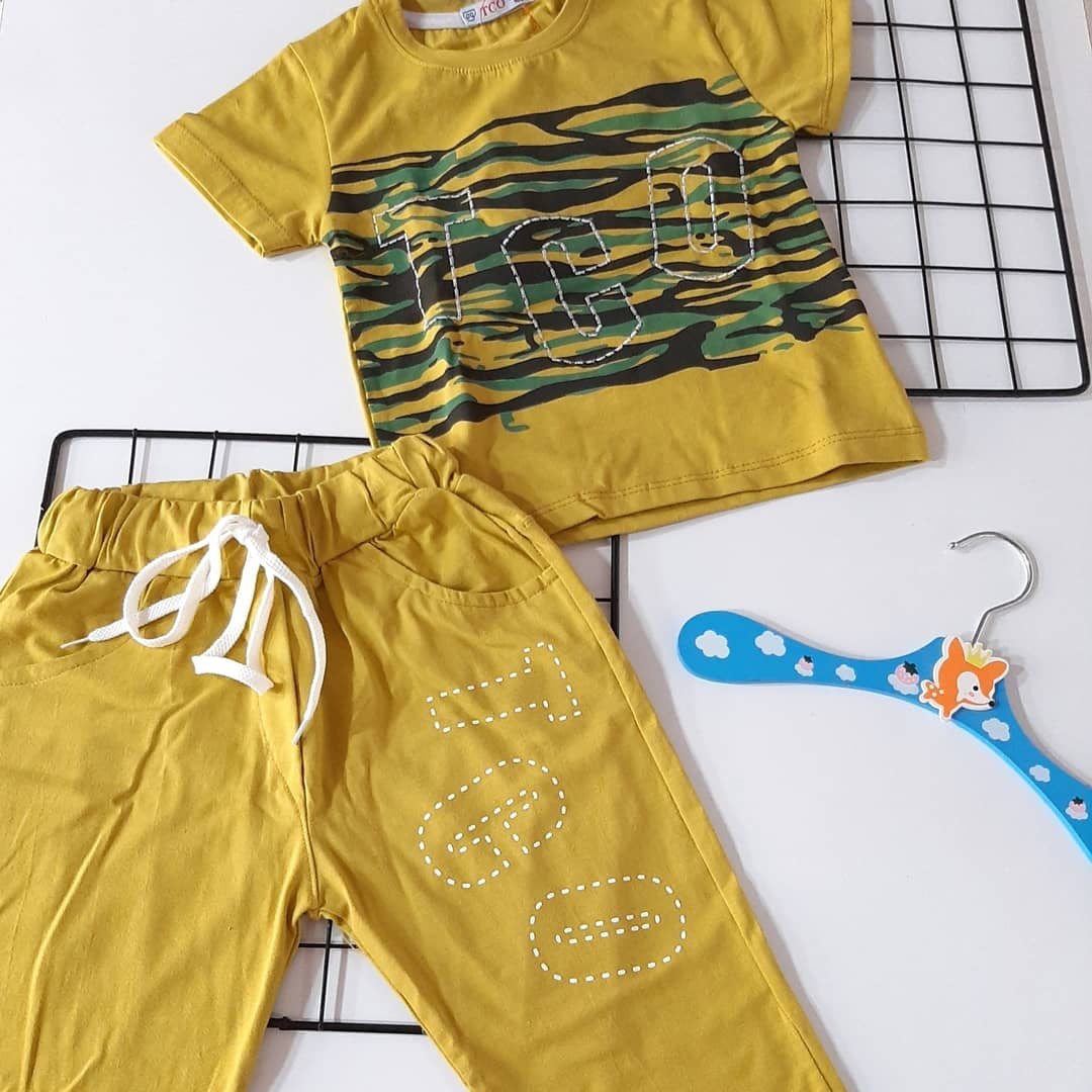 ست تیشرت و شلوارک پسرانه طرح چریکی