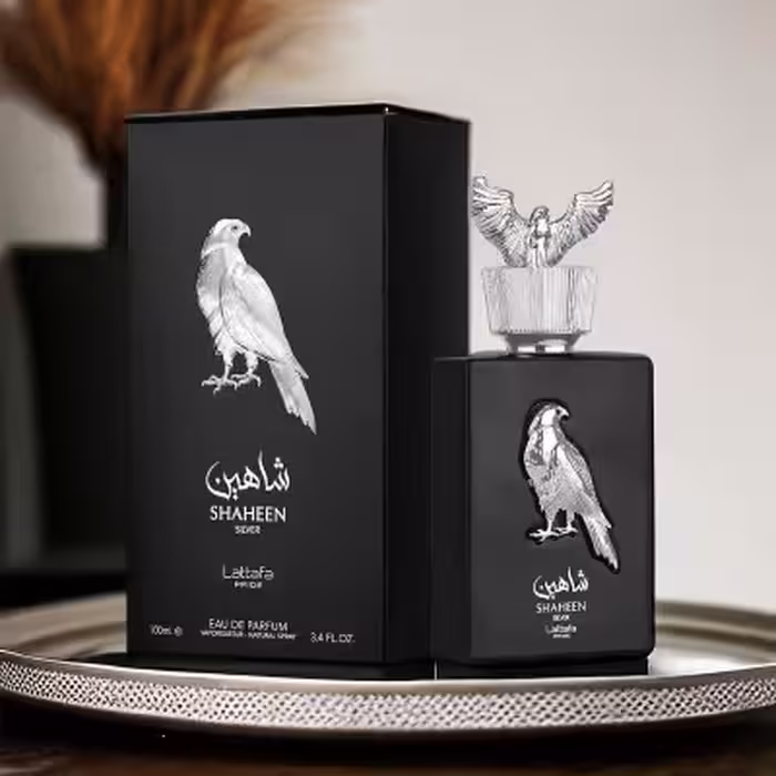 عطر ادکلن زنانه مردانه لطافه پراید شاهین سیلور (نقره ایی) - پخش بو و ماندگاری عالی - هولوگرام 3 بعدی