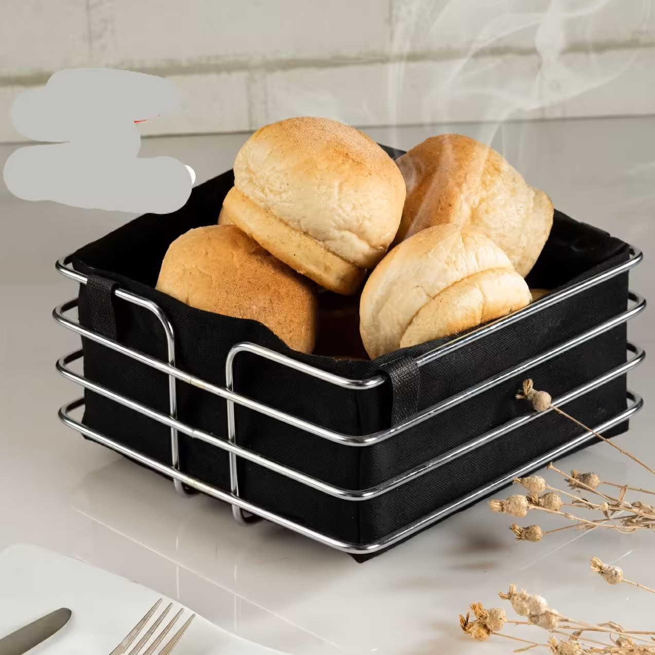 سبدنان مربع روکش استیل جانونی غرفه نارنجی