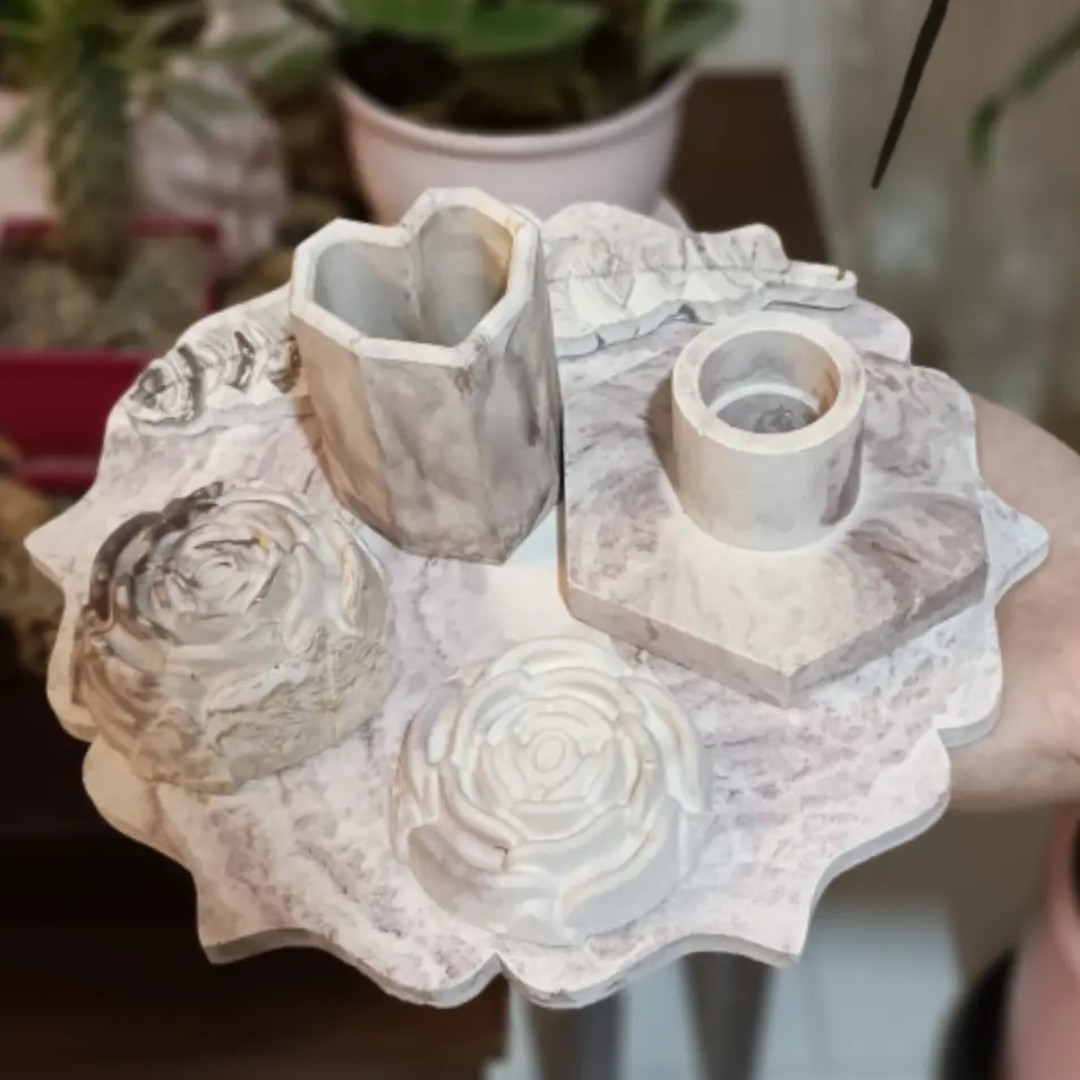 ست دکوری شش تکه شیک و لاکچری سنگ مصنوعی 