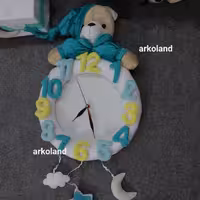 ساعت فانتزی اتاق کودک تم خرس نادان رنگ سبز بنتون